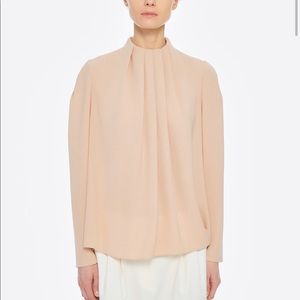 Tibi Esme Crepe Shirred High Neck Top • NWT • 12 Large